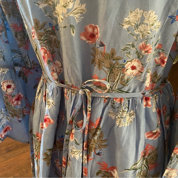 Kori America • Boutique Blue Floral Bell Sleeve Boho Prairie Dress • Size M NWT - Picture 6 of 9